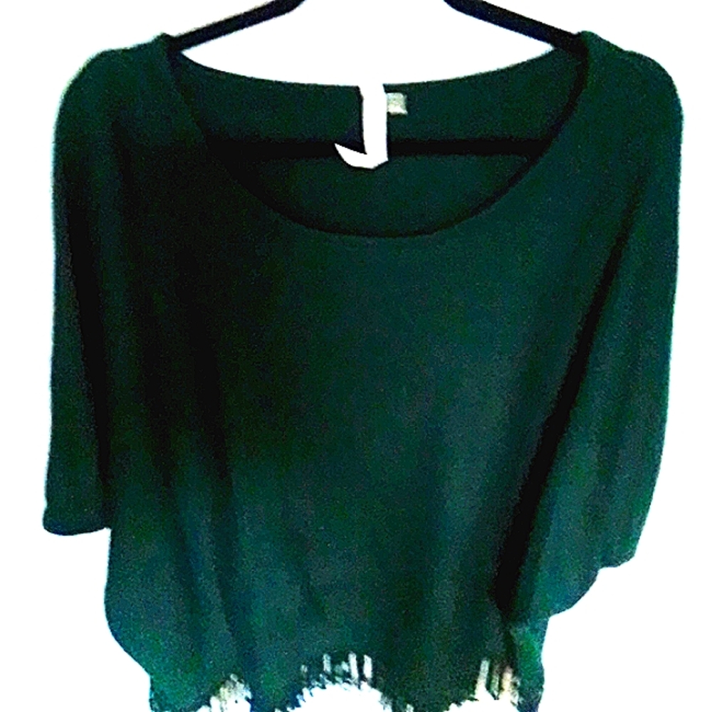 Deep Forrest Green 3X💚 Poncho NY Collect Knit w Fringe  perfect 💯% acrylic